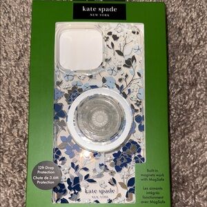 Kate Spade Blue and White Floral iPhone 16 Pro Max Case with PopSocket